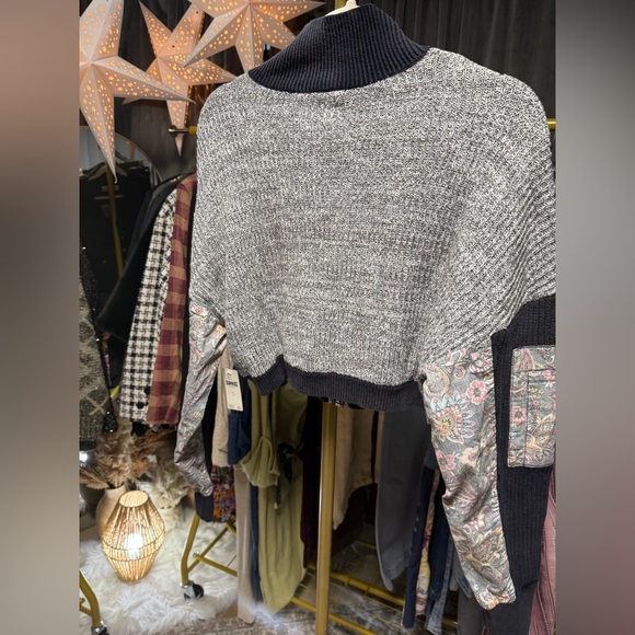 Pilcro Anthropologie Patchwork Bomber Sweater Jacket - Picture 9 of 11